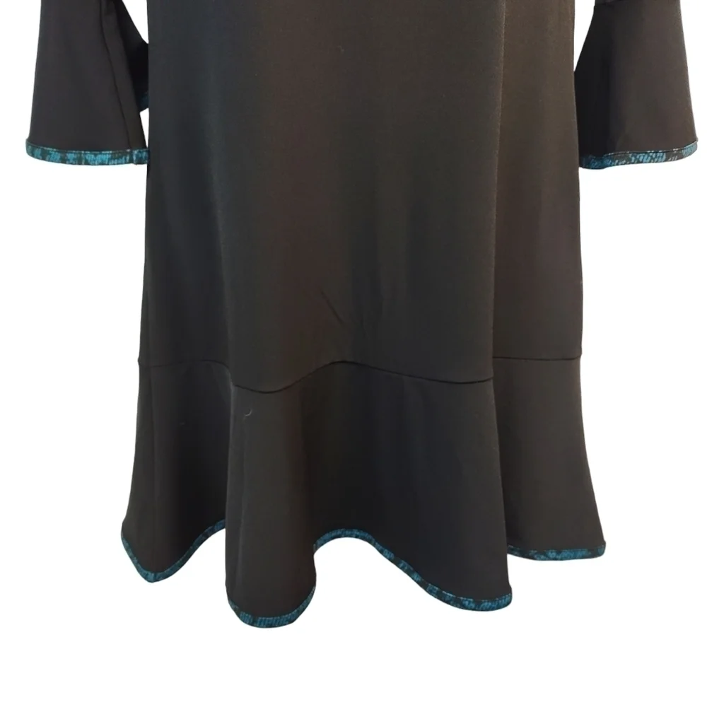 Michael Kors Women's Flare Cuff And Hem Black Stretch Dress Size S NWT